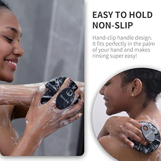 BEAUTAIL Silicone Body Scrubber Shower Bath Brush, More Hygienic Than Traditional Loofah, Lather Nicely, Long Lasting, Gentle Exfoliating for Women Men Baby Sensitive Skin, 1 Pack, Black - Image 4